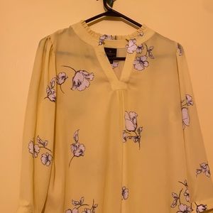 Floral yellow blouse, sheer